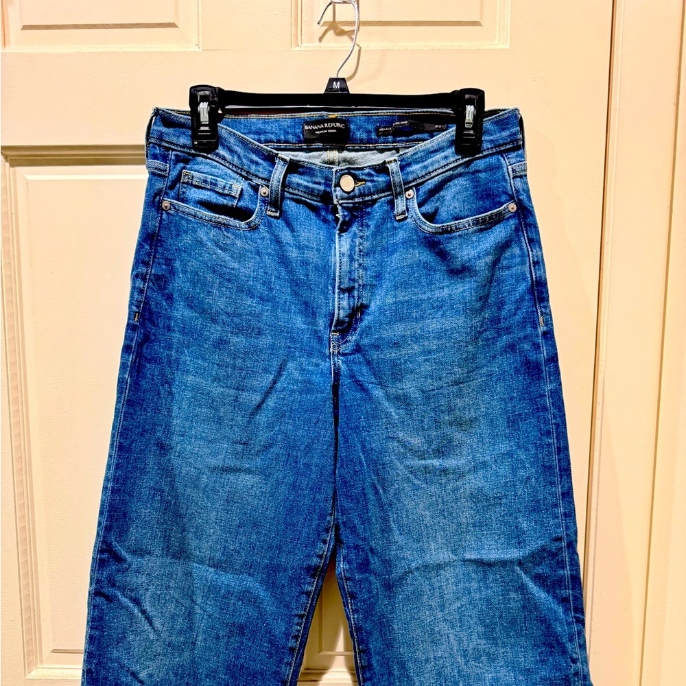 Banana Republic high rise wide leg jeans.